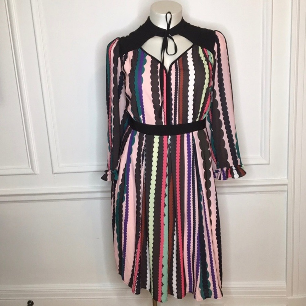 Eloquii Tie Neck Ruffle Sleeve Dress